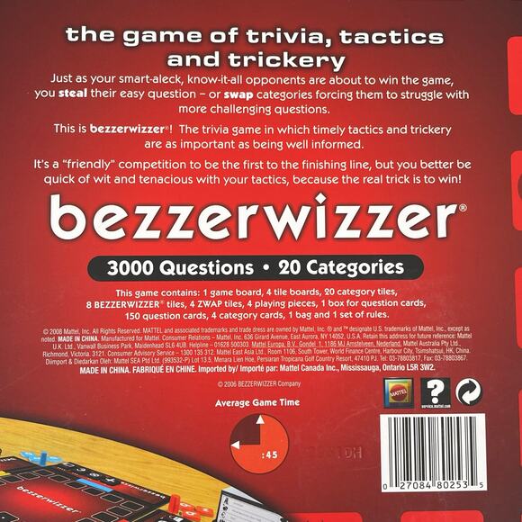 Bezzerwizzer Adult Board Game 2008 Edition Trivia and Trickery # R1886 COMPLETE - Picture 11 of 12